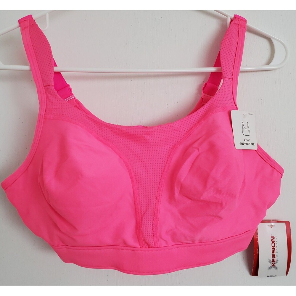 Xersion Women’s Light Support Sports Bra - Vibrant Pink Mesh Detail NWT Sz 38 D